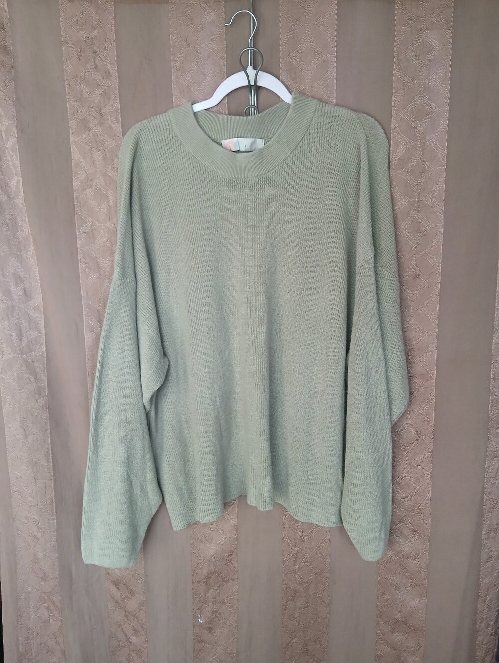 💎 Free People Beach Women's Sage Green Crewneck Sweater 0466